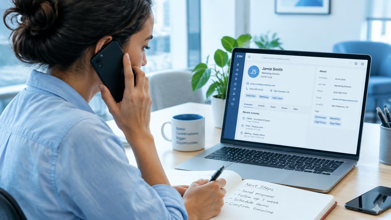 Illustration for the article: How to turn client calls into CRM notes and follow up emails automatically